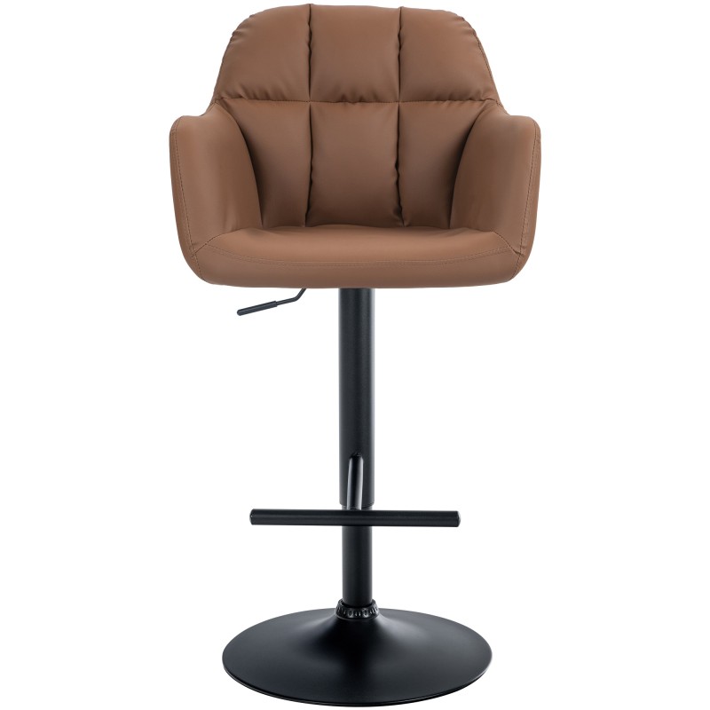 Taburete de bar Natoma en piel sintética negra y marrón claro