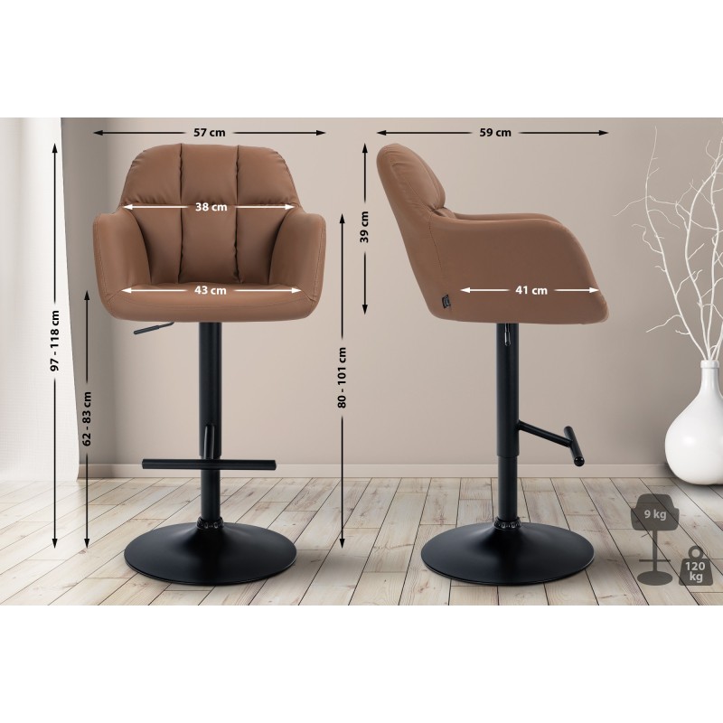 Taburete de bar Natoma en piel sintética negra y marrón claro