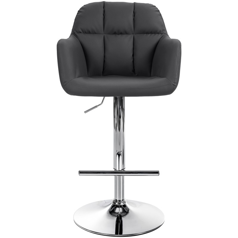 Taburete de bar Natoma, piel sintética, cromo negro