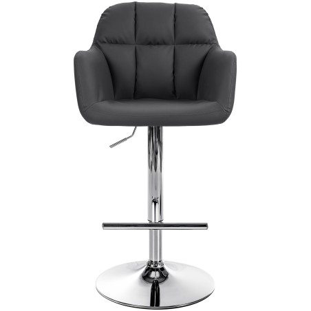 Taburete de bar Natoma, piel sintética, cromo negro