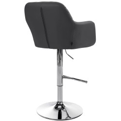 Taburete de bar Natoma, piel sintética, cromo negro