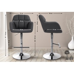 Taburete de bar Natoma, piel sintética, cromo negro