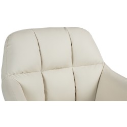 Taburete de bar Natoma, piel sintética, cromado, color crema