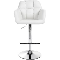 Taburete de bar Natoma en polipiel cromada blanca
