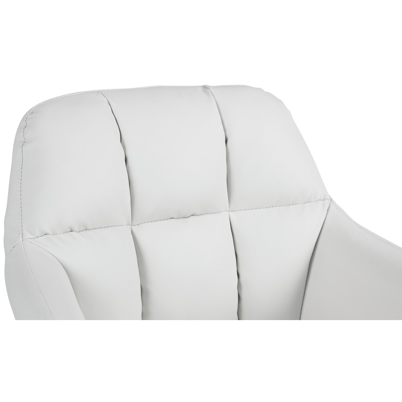 Taburete de bar Natoma en polipiel cromada blanca