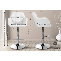 Taburete de bar Natoma en polipiel cromada blanca