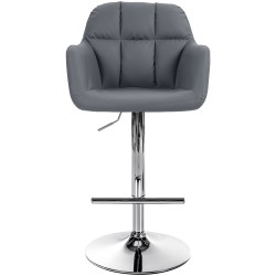 Taburete de bar Natoma, piel sintética, gris cromo