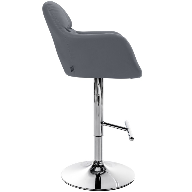 Taburete de bar Natoma, piel sintética, gris cromo
