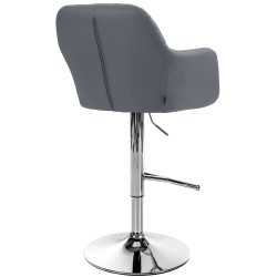 Taburete de bar Natoma, piel sintética, gris cromo