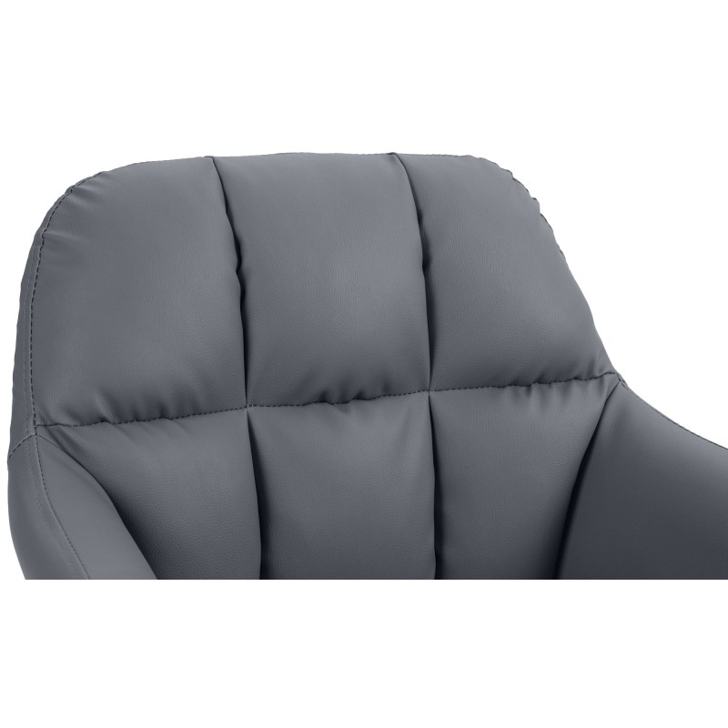 Taburete de bar Natoma, piel sintética, gris cromo