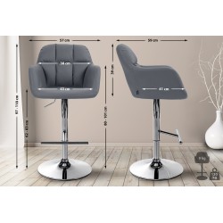 Taburete de bar Natoma, piel sintética, gris cromo