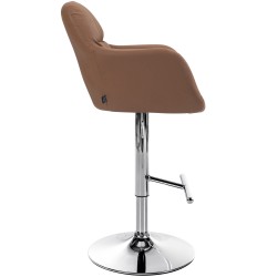 Taburete de bar Natoma en piel sintética cromada marrón claro