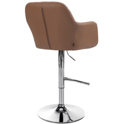 Taburete de bar Natoma en piel sintética cromada marrón claro