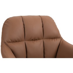 Taburete de bar Natoma en piel sintética cromada marrón claro