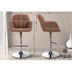 Taburete de bar Natoma en piel sintética cromada marrón claro