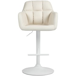 Taburete de bar Natoma de piel sintética color blanco crema
