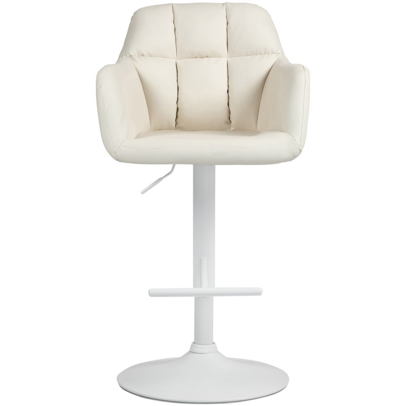 Taburete de bar Natoma de piel sintética color blanco crema