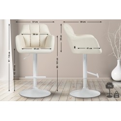 Taburete de bar Natoma de piel sintética color blanco crema