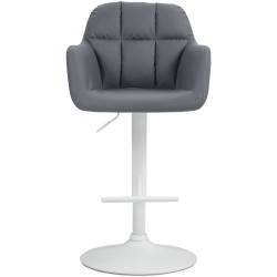 Taburete de bar Natoma en piel sintética blanca y gris
