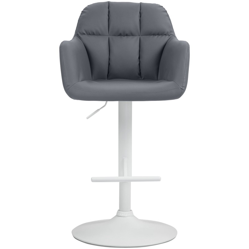 Taburete de bar Natoma en piel sintética blanca y gris