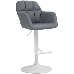 Taburete de bar Natoma en piel sintética blanca y gris
