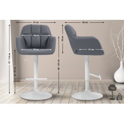 Taburete de bar Natoma en piel sintética blanca y gris