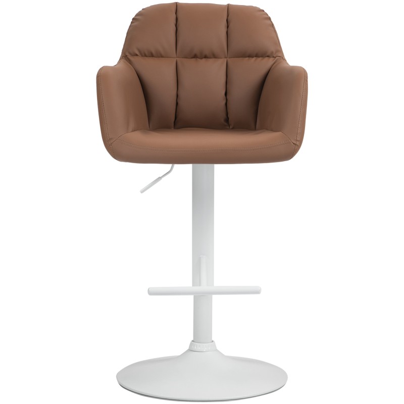 Taburete de bar Natoma en piel sintética blanca y marrón claro