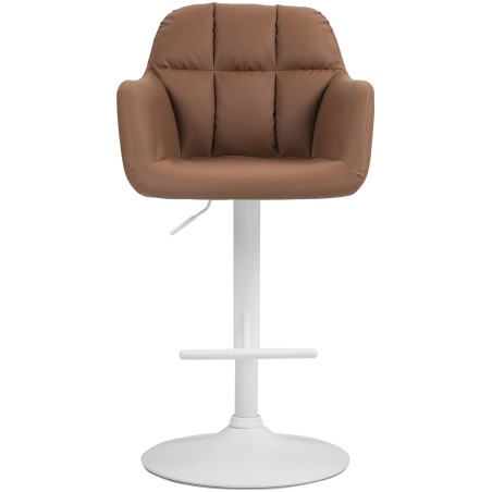 Taburete de bar Natoma en piel sintética blanca y marrón claro