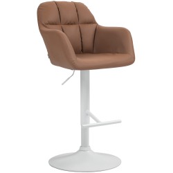 Taburete de bar Natoma en piel sintética blanca y marrón claro