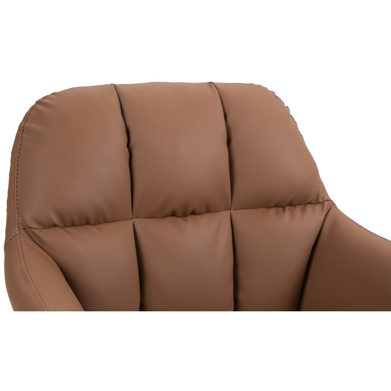 Taburete de bar Natoma en piel sintética blanca y marrón claro