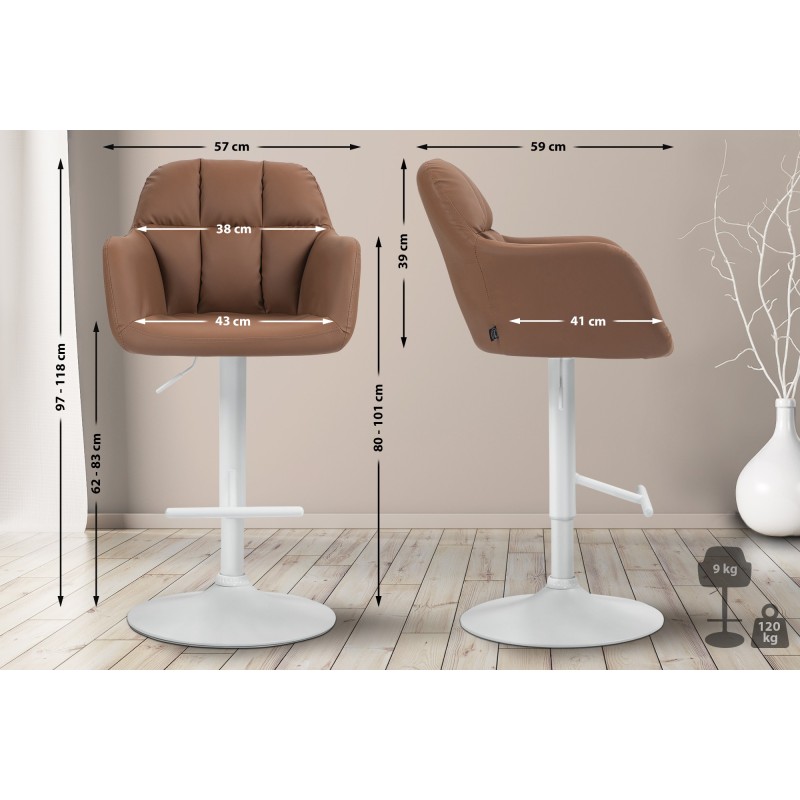 Taburete de bar Natoma en piel sintética blanca y marrón claro