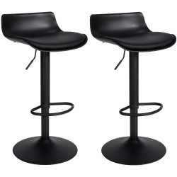 Juego de 2 taburetes de bar Aveiro de piel sintética negra