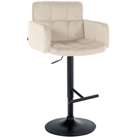Taburete de bar Los Ángeles en terciopelo negro crema