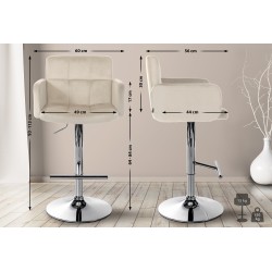 Taburete de bar cromado de terciopelo crema Los Ángeles