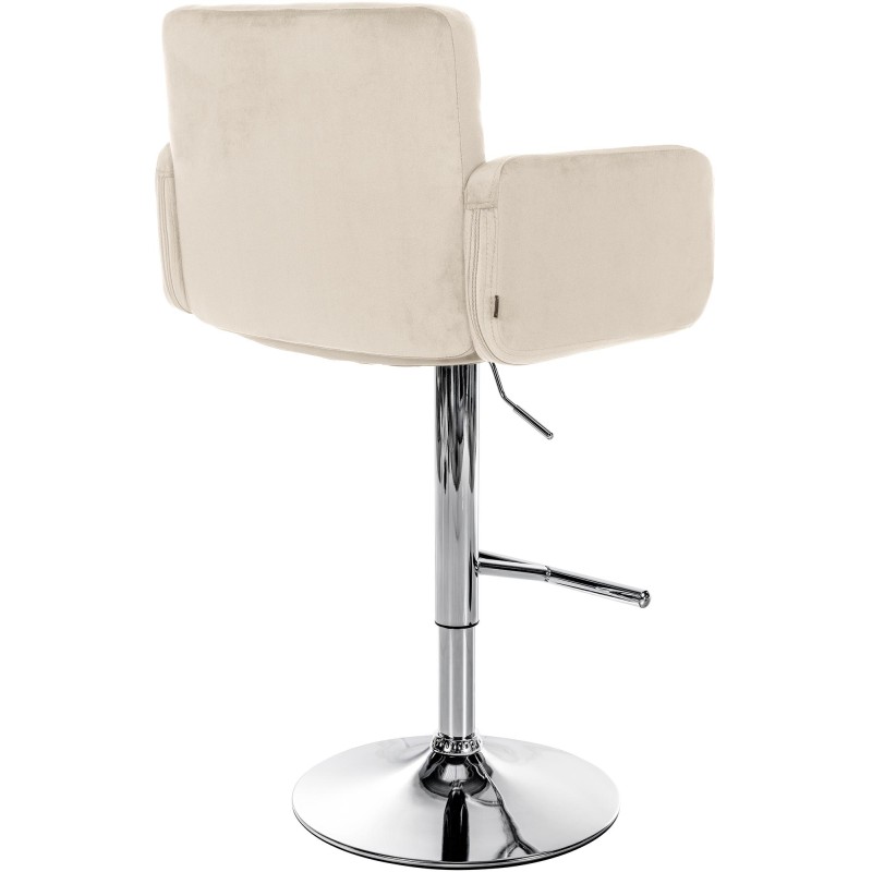 Taburete de bar cromado de terciopelo crema Los Ángeles