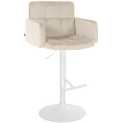 Taburete de bar de terciopelo blanco crema Los Ángeles