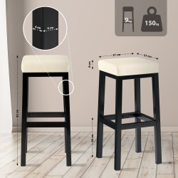 Taburete de bar Taylor B85 de piel sintética color crema