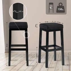 Taburete de bar Taylor B85 en tela gris oscuro