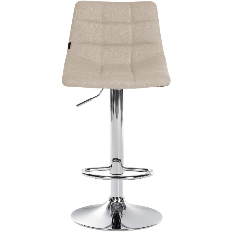 Juego de 2 taburetes de bar Jerry en tela cromada color crema