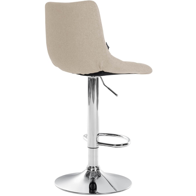 Juego de 2 taburetes de bar Jerry en tela cromada color crema