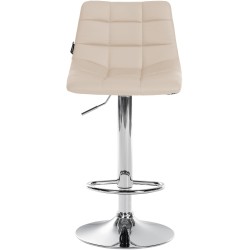 Juego de 2 taburetes de bar Jerry en piel sintética cromada color crema
