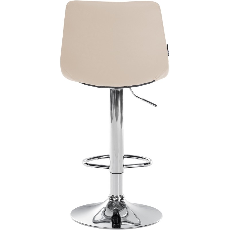 Juego de 2 taburetes de bar Jerry en piel sintética cromada color crema