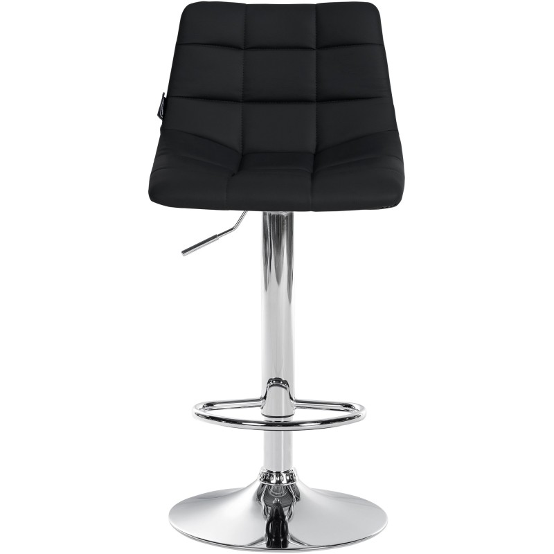 Juego de 2 taburetes de bar Jerry en piel sintética cromada negra