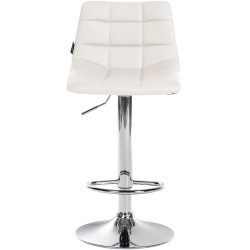 Juego de 2 taburetes de bar Jerry en piel sintética cromada blanca