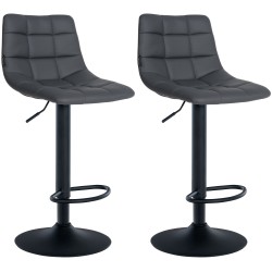Juego de 2 taburetes de bar Jerry en piel sintética negra y gris