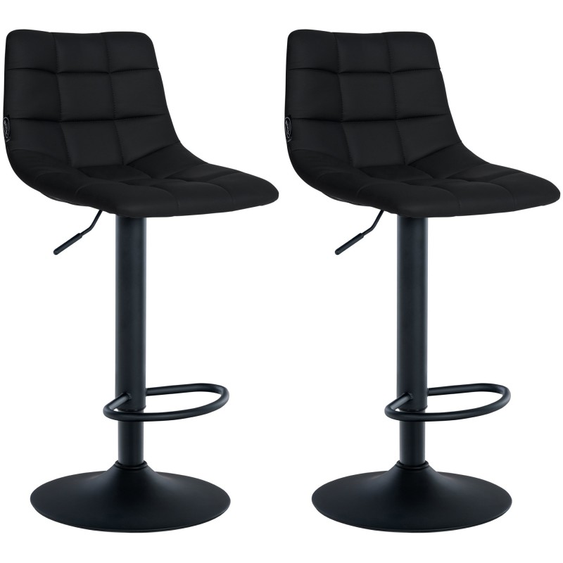 Juego de 2 taburetes de bar Jerry en piel sintética negra