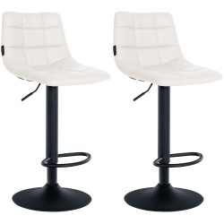 Juego de 2 taburetes de bar Jerry en piel sintética en blanco y negro