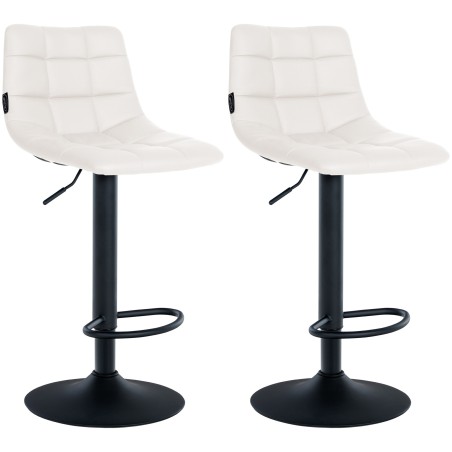 Juego de 2 taburetes de bar Jerry en piel sintética en blanco y negro