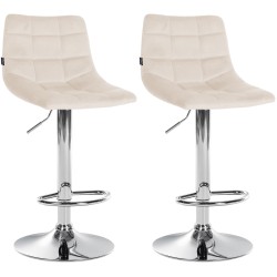 Juego de 2 taburetes de bar Jerry en terciopelo cromado color crema
