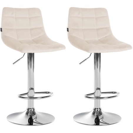 Juego de 2 taburetes de bar Jerry en terciopelo cromado color crema